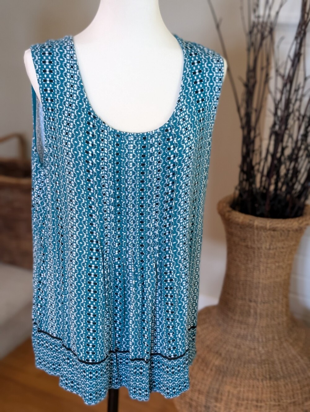 Croft & Barrow XXL Teal Boho Swing Tank Top | Coastal Cottagecore Soft...